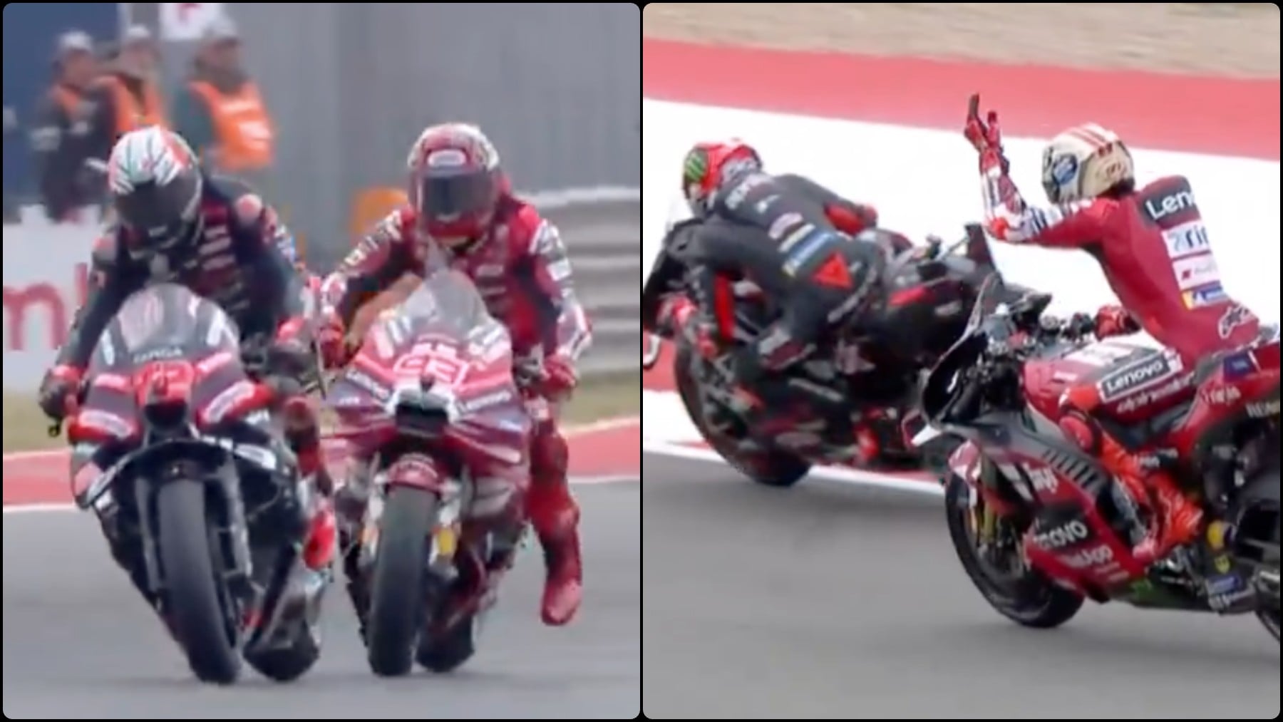 Bezzecchi y Marini, sancionados con dos posiciones de parrilla por su acción antideportiva con Márquez