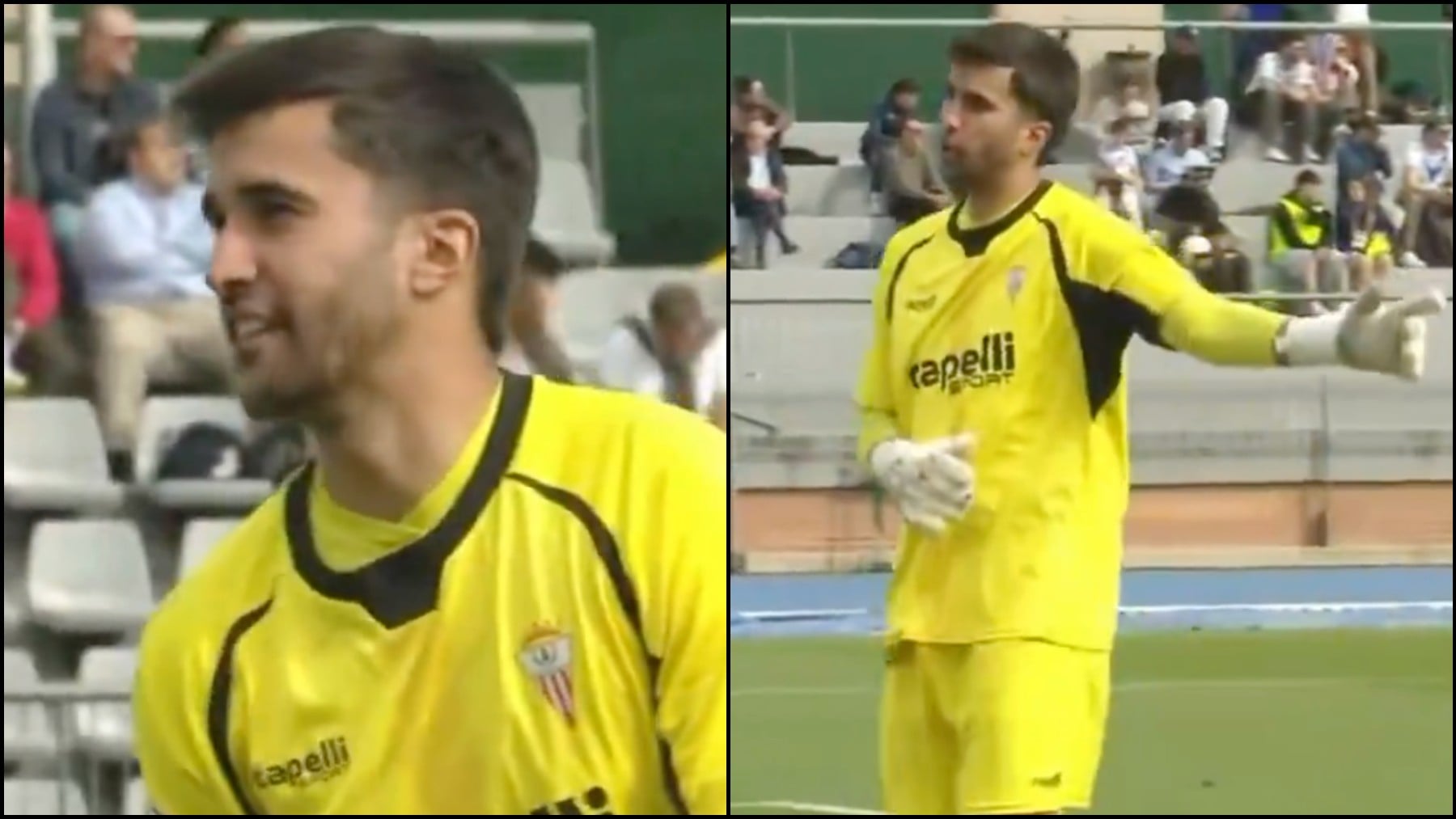 El portero del Algeciras a los aficionados independentistas del Europa: Os vais a morir siendo españoles