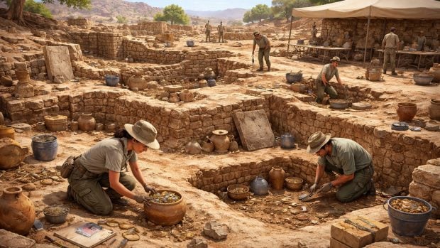 arqueólogo, yacimiento, descubrimiento, huesos, ancianos