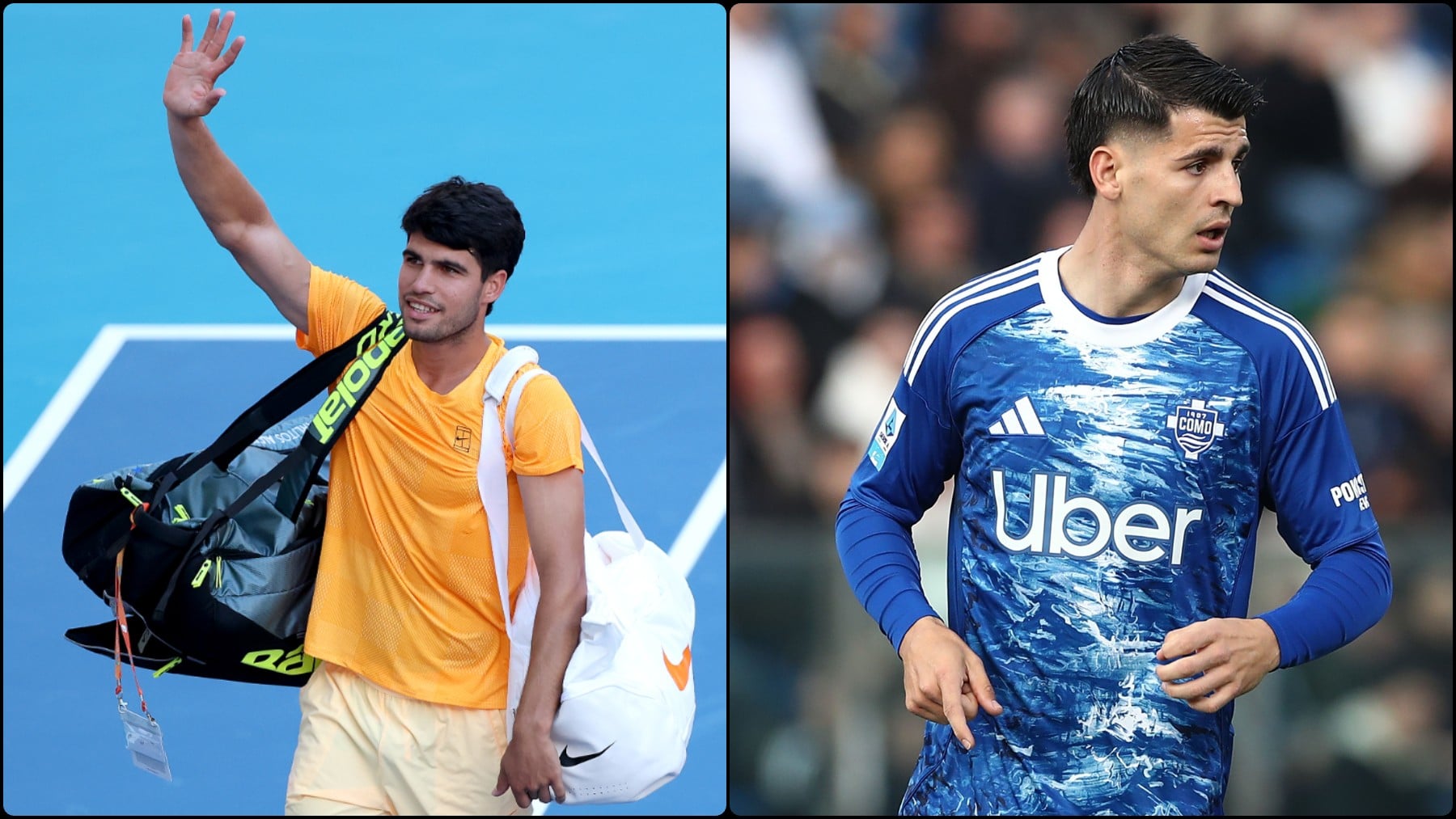 Alcaraz recibe una visita inesperada antes de la gira de tierra: Morata aparece en su club