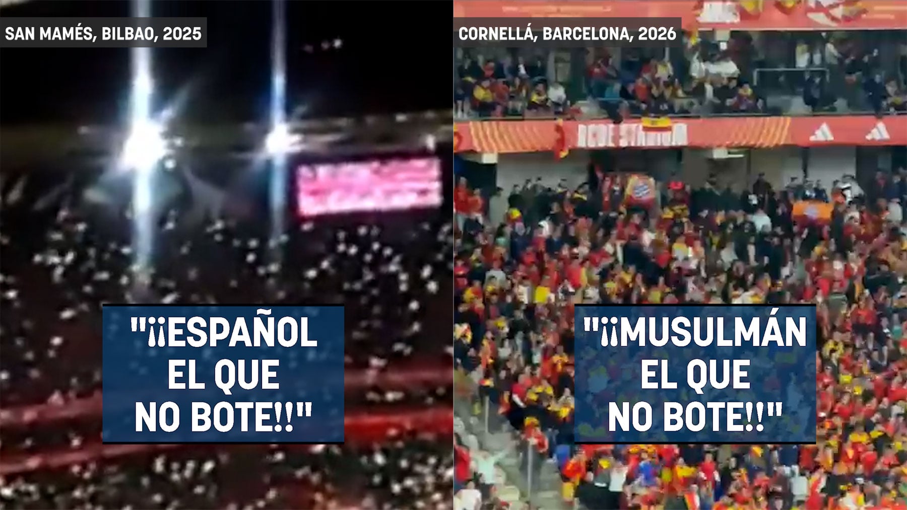 El Gobierno señala a Vox por Cornellá pero calla cuando se grita ¡Español el que no bote! en el Camp Nou y San Mamés