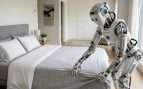 Robot, IA, limpieza, cama