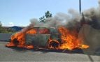 Arde coche autopista
