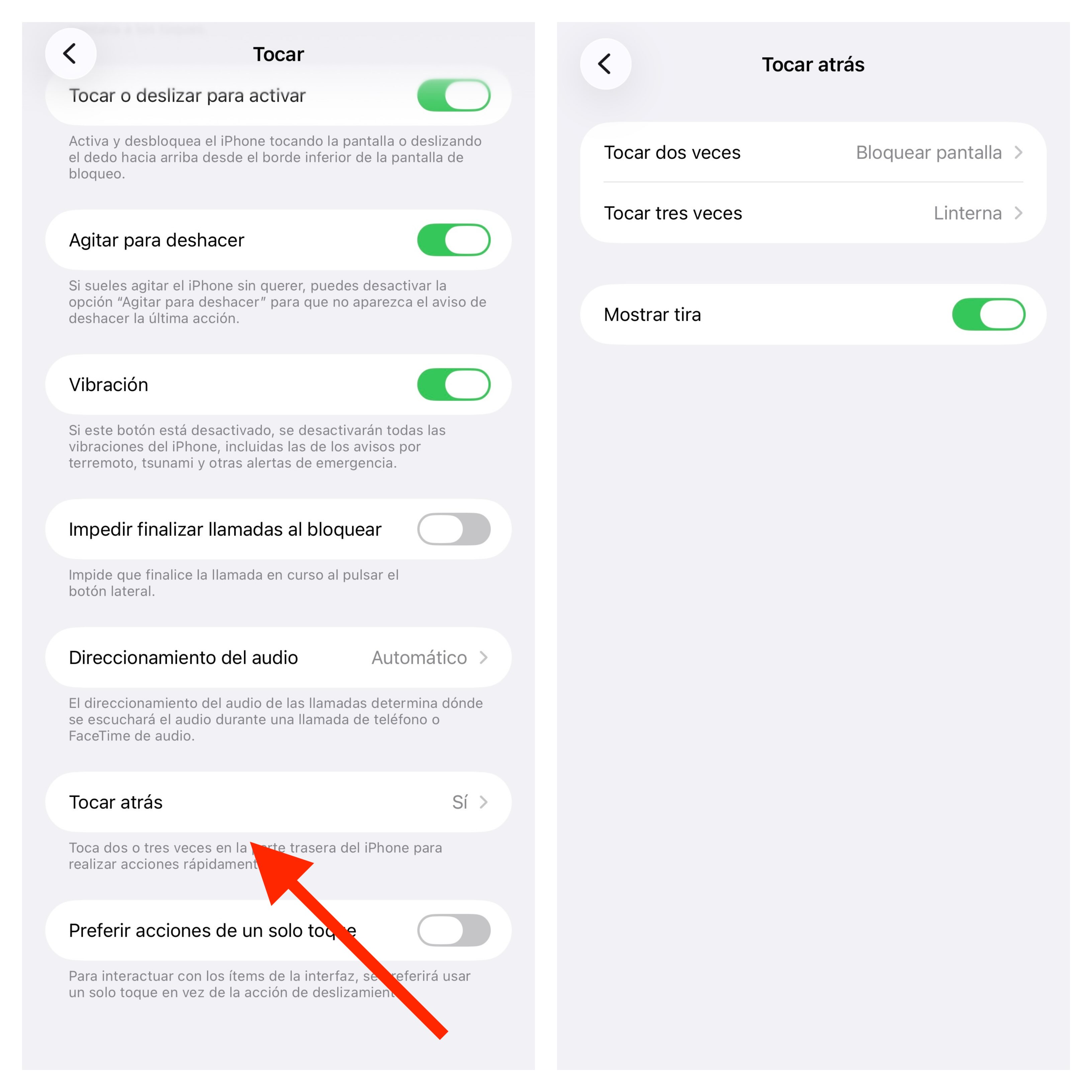 Tocar Atrás del iPhone