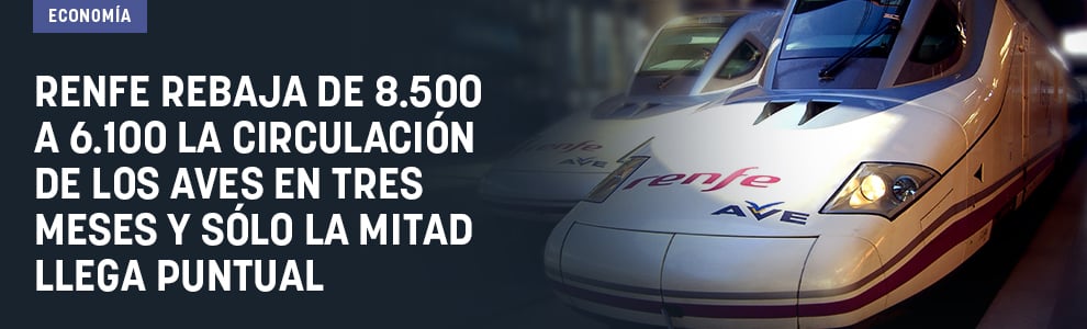 Renfe rebaja de 8.500 a 6.100 la circulación de los AVEs en tres meses y sólo la mitad llega puntual