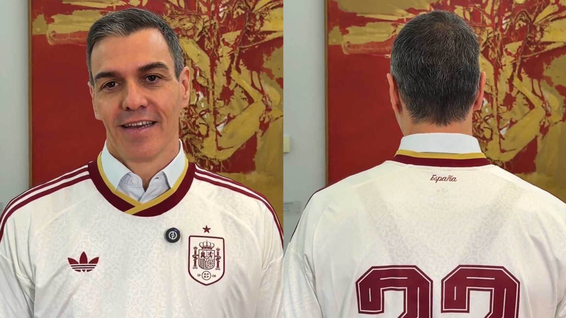 Sánchez se pone la camiseta de la Selección española para presumir de los datos de empleo