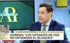 Moreno asegura que el PSOE de Montero «no tiene ninguna opción»: «Buscan romper la mayoría, como Vox»