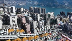 La Escalera de la Diosa Wushan comenzó oficialmente su operación de prueba, en Chongqing, China. (Fotos de drones tomadas por el reportero Yin Shiyu, China Daily)