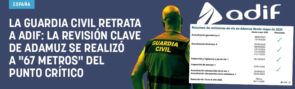La Guardia Civil retrata a Adif: la revisión clave de Adamuz se realizó a 67 metros del punto crítico