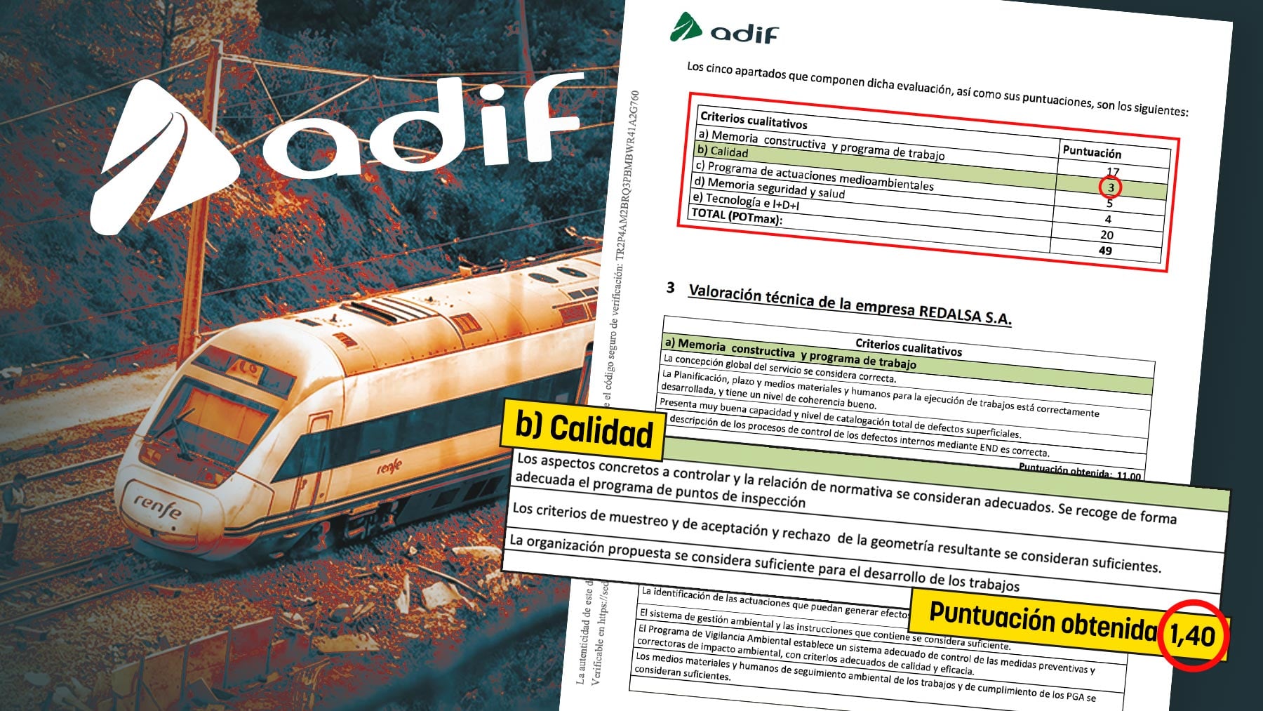 Adif adjudicó la supervisión de la soldadura de Adamuz a una empresa amiga a la que