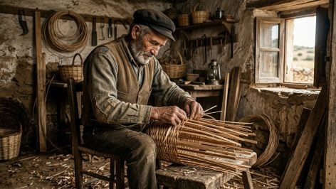 Cestero trabajando. Foto: ilustración propia.