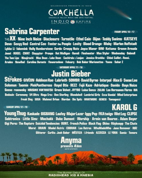 Cartel Coachella 2026. Foto tomada de Coachella.