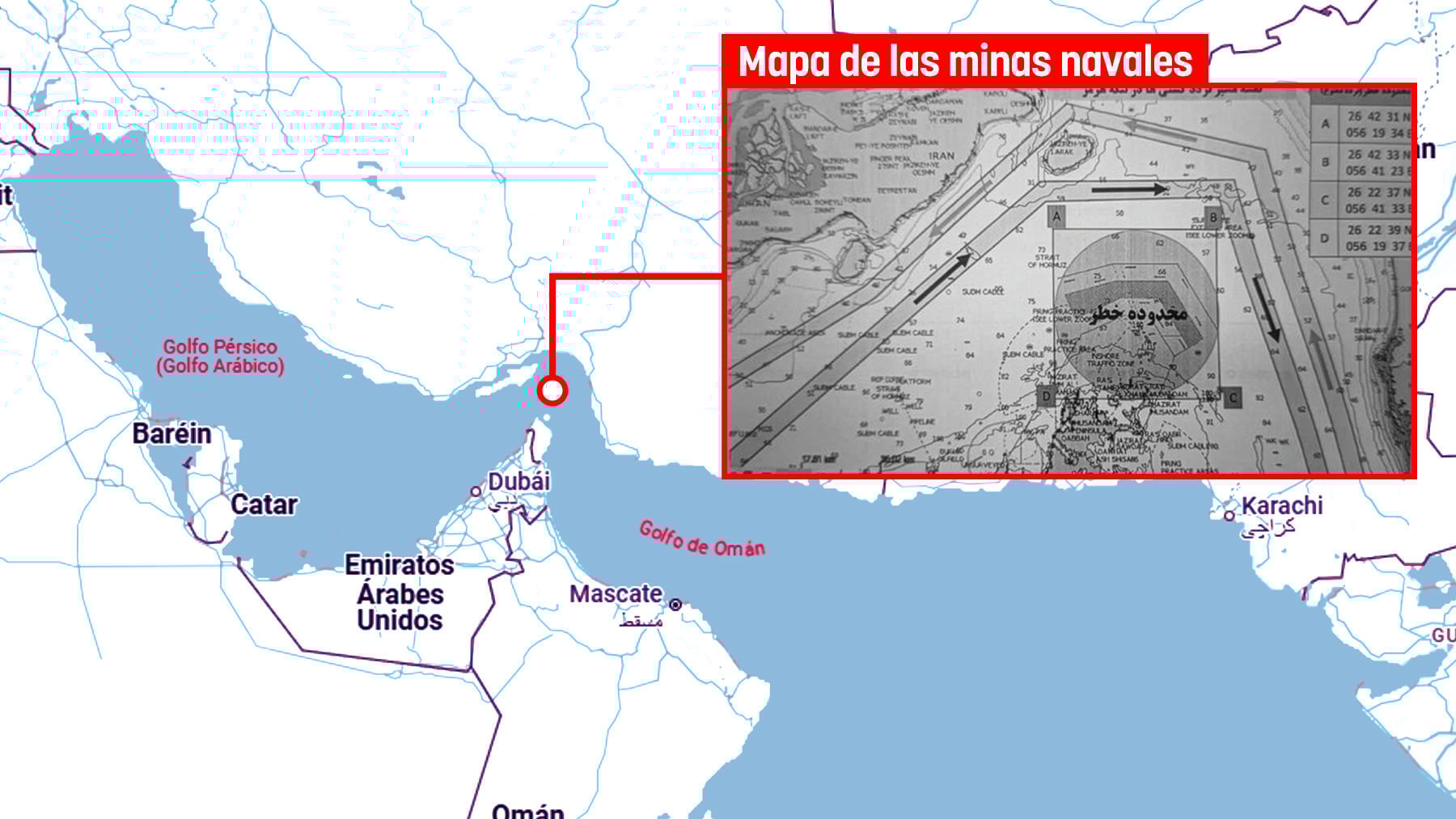 Imagen del mapa difundido por Irán.