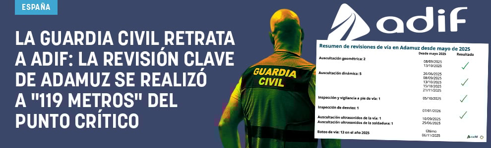 La Guardia Civil retrata a Adif: la revisión clave de Adamuz se realizó a 119 metros del punto crítico