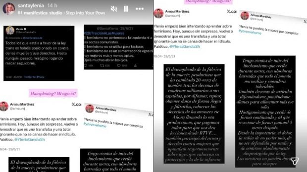 La respuesta de Ylenia Padilla a los tuits de hace a&ntilde;os del periodista Arnau Mart&iacute;nez (Instagram).