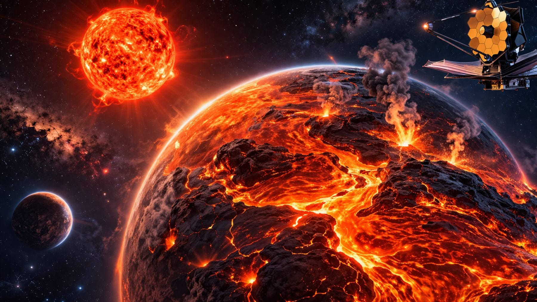 Recreación artística de un exoplaneta rocoso cubierto por un océano permanente de magma. Foto: elaboración propia