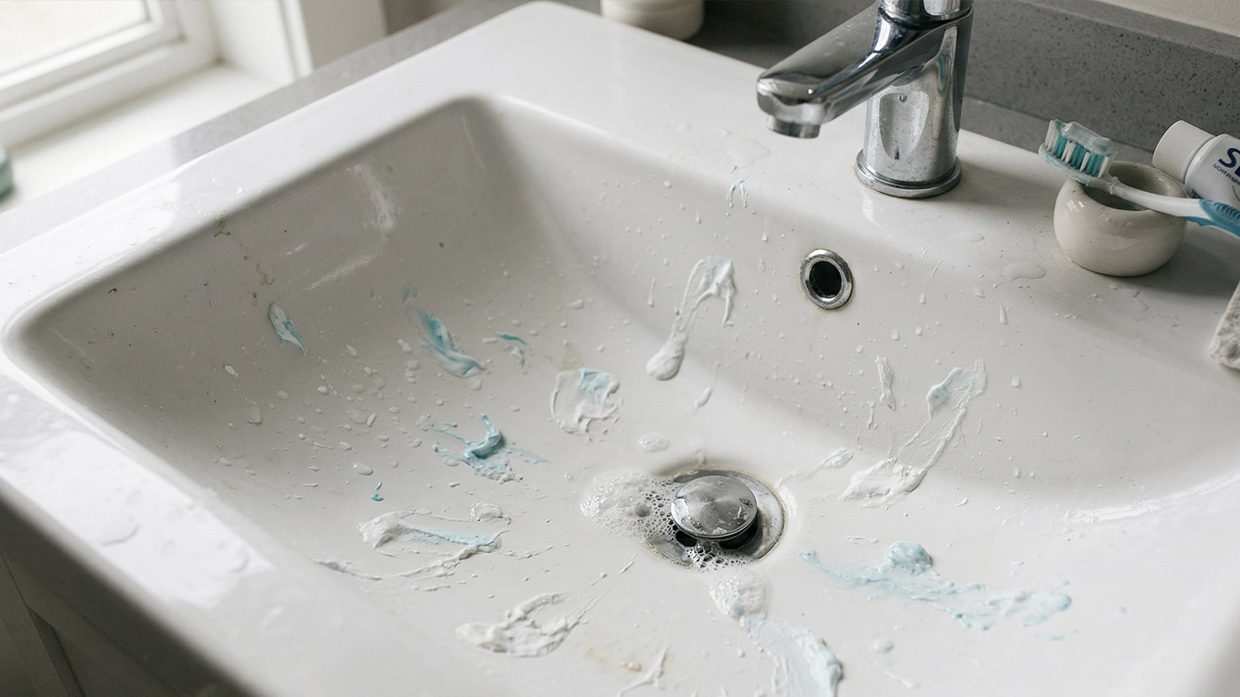 Tan sencillo que parece broma: el increíble truco profesional para evitar los restos de pasta de dientes en el lavabo