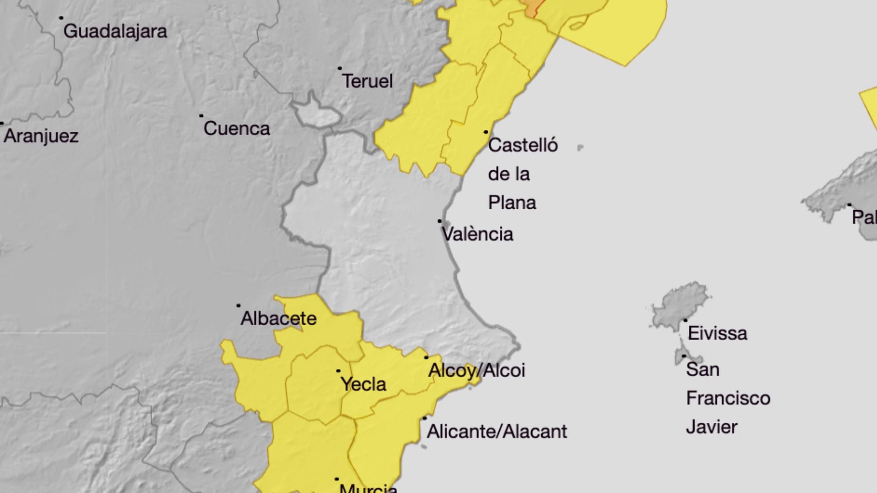 La AEMET pone en alerta amarilla a la Comunidad Valenciana por viento y lluvias