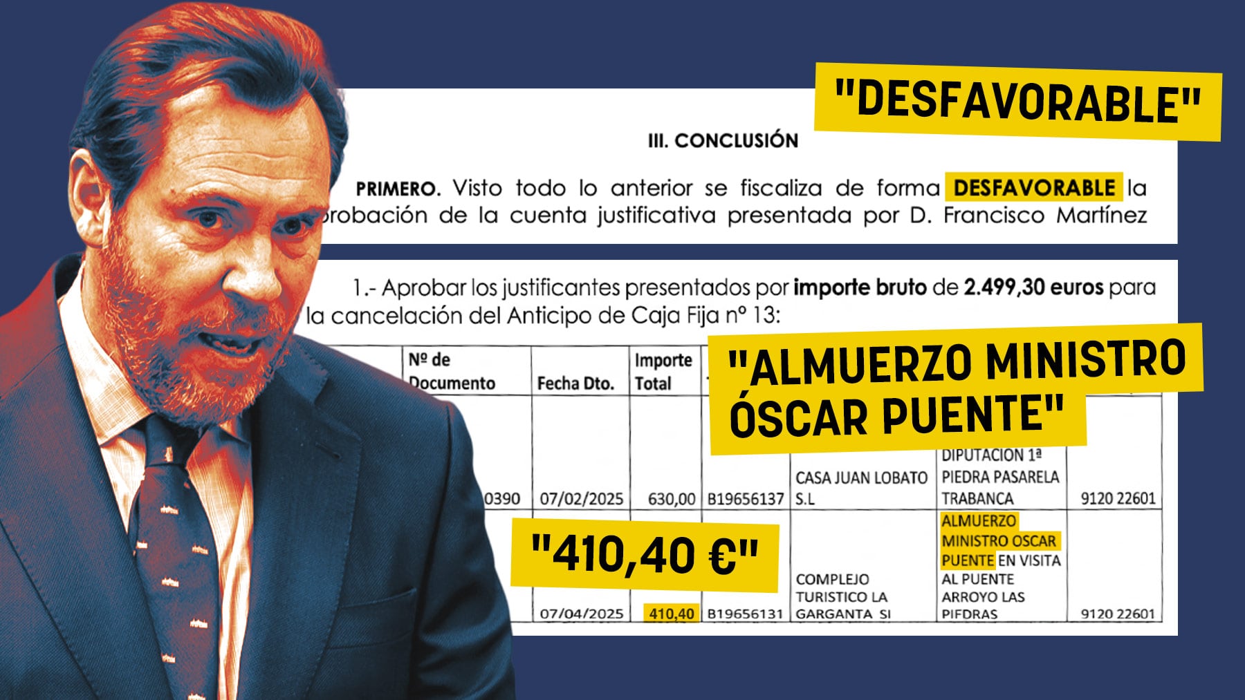 Un alcalde del PSOE cargó a sus vecinos una comilona con Óscar Puente: el interventor avisó que era ilegal