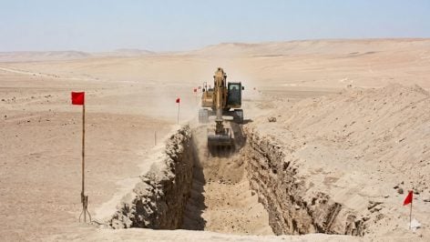 Representación de la maquinaria en la frontera de Chile y Perú.