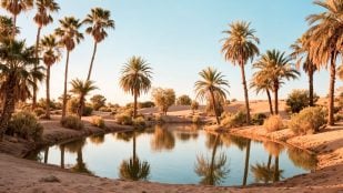 Representación de un oasis en el desierto. (Foto: Freepik)