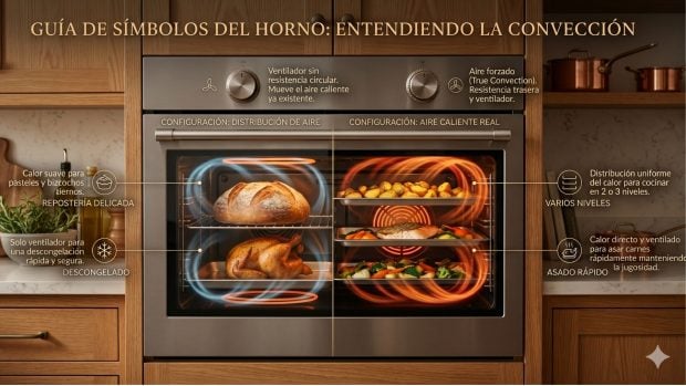 Guía de símbolos horno. Imagen generada con IA.