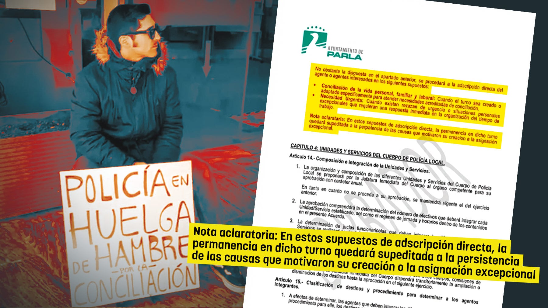 El alcalde de Parla dobla el pulso a los sindicatos y no permite la conciliación del agente en huelga de hambre