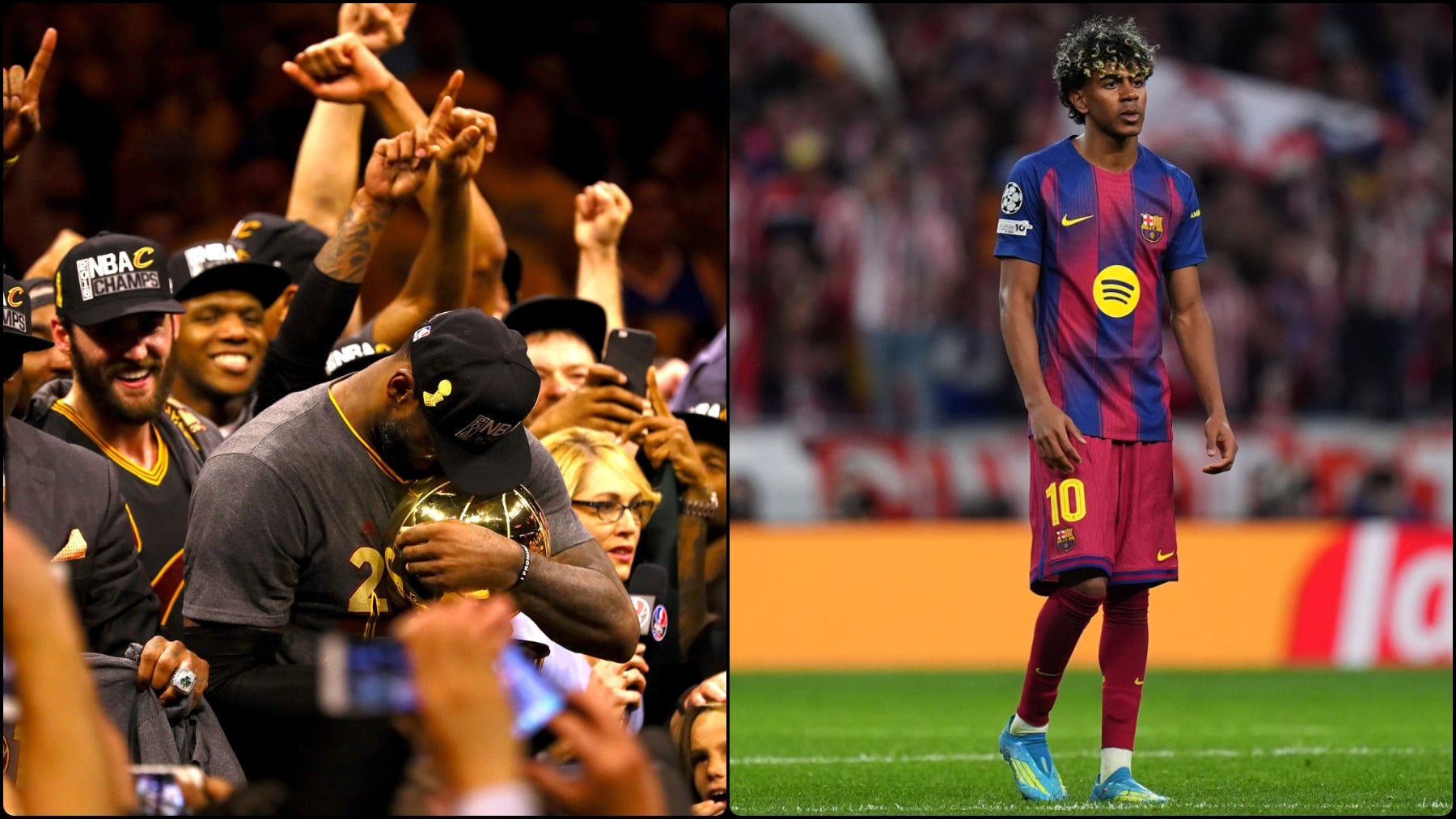 LeBron James y Lamine Yamal. (Getty)