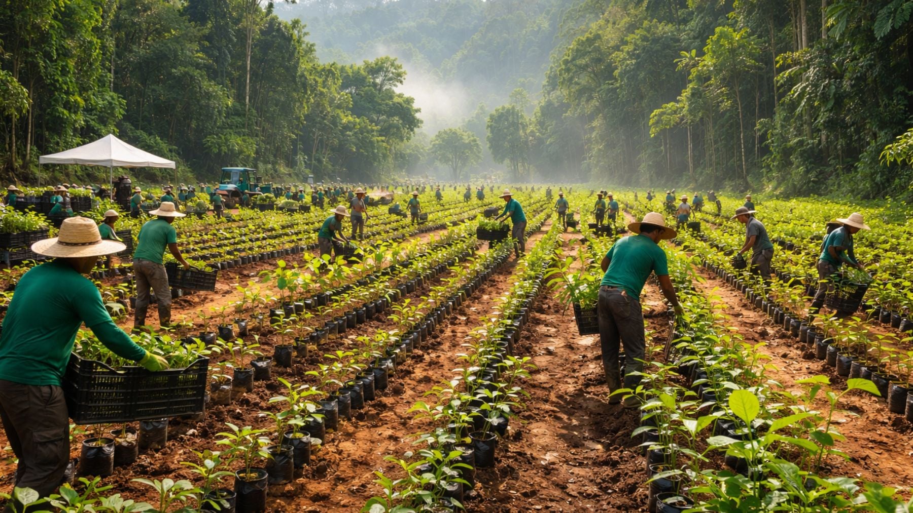 Recreación artística de la reforestación del Amazonas. Foto: elaboración propia