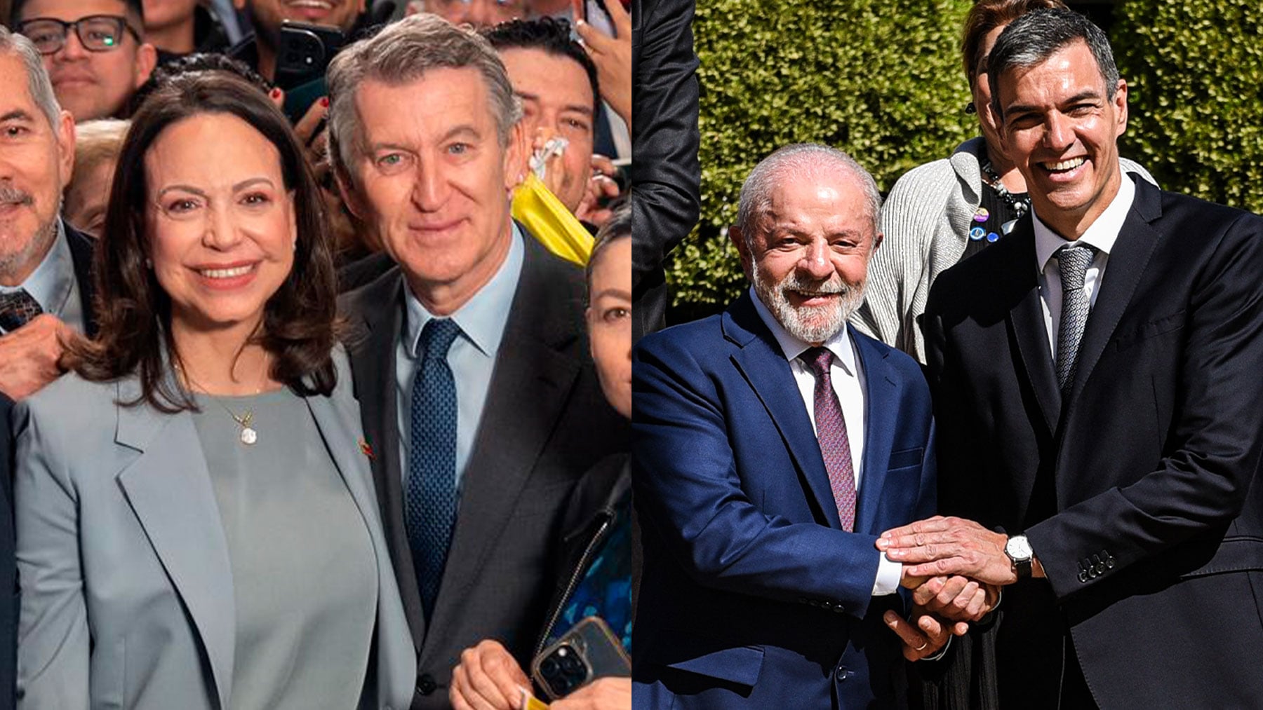 Feijóo recibe a la Nobel de la Paz Corina Machado mientras Sánchez forja con Lula, Petro y Sheinbaum su frente anti-Trump
