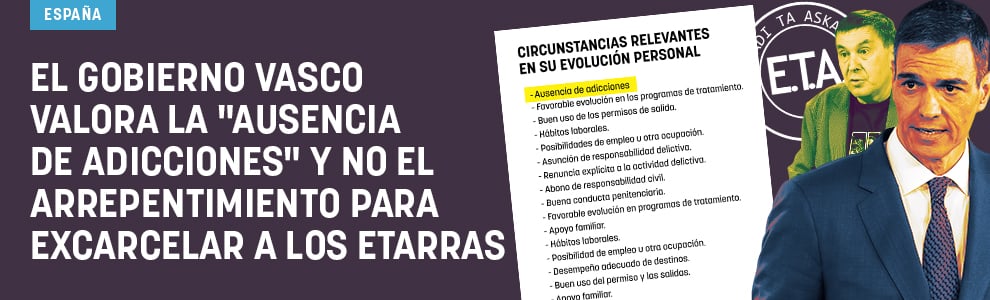 El Gobierno vasco valora la ausencia de adicciones y no el arrepentimiento para excarcelar a los etarras