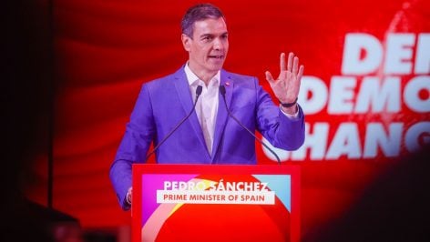 Pedro Sánchez este sábado 18 de abril en Barcelona. (Foto: Europa Press)