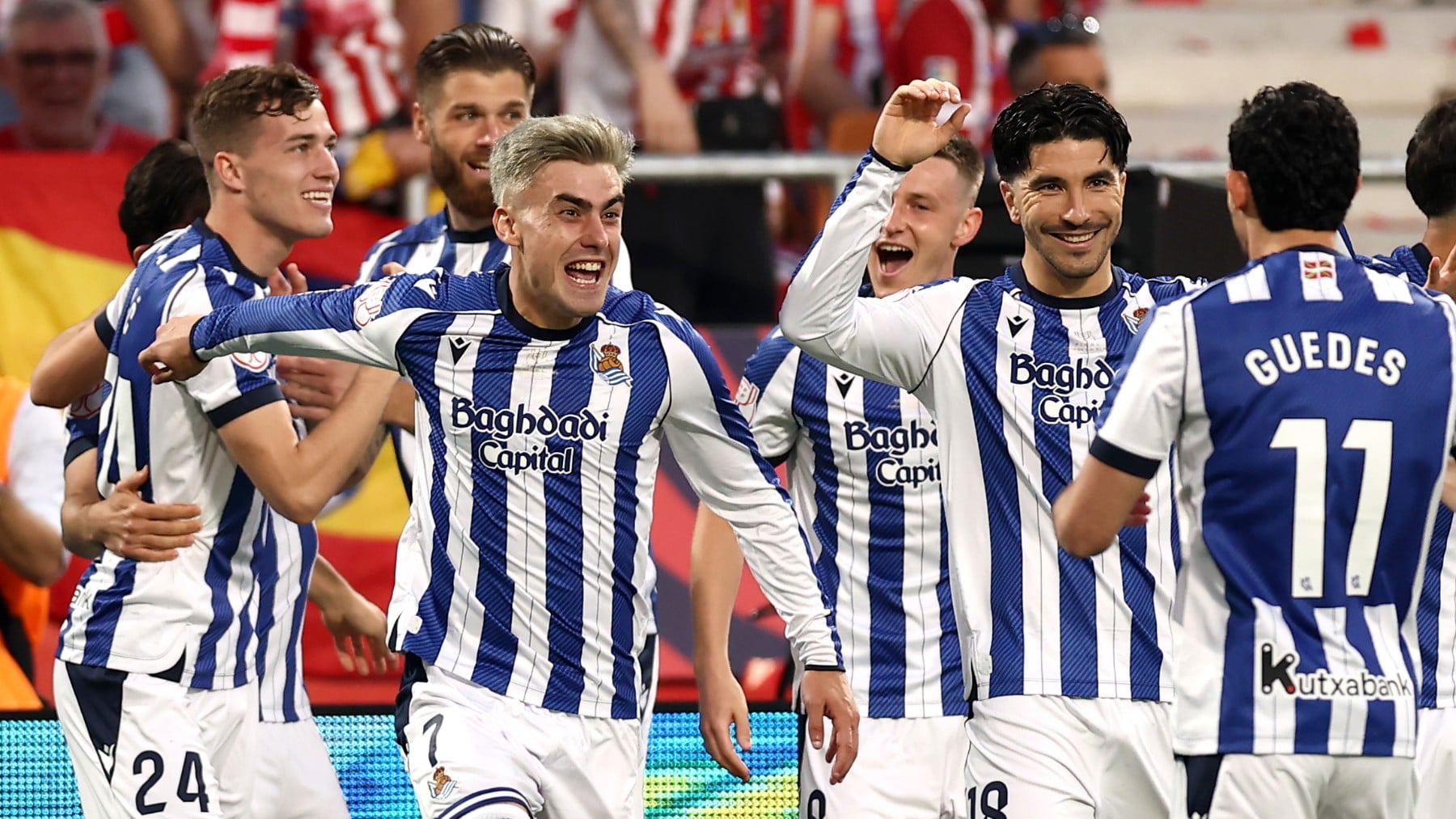 Los jugadores de la Real celebran un gol. (Getty)