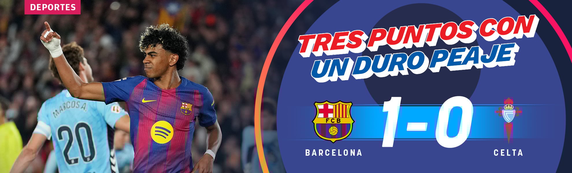 El Barcelona gana por la mínima al Celta pero paga un duro peaje con la baja de Lamine Yamal