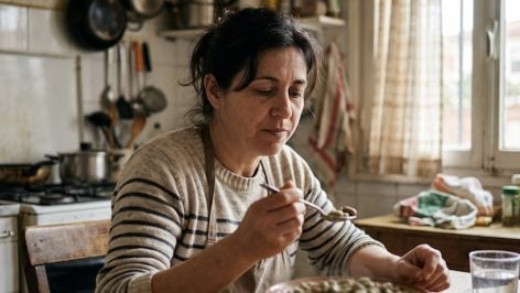 Recreación de un plato de habas.