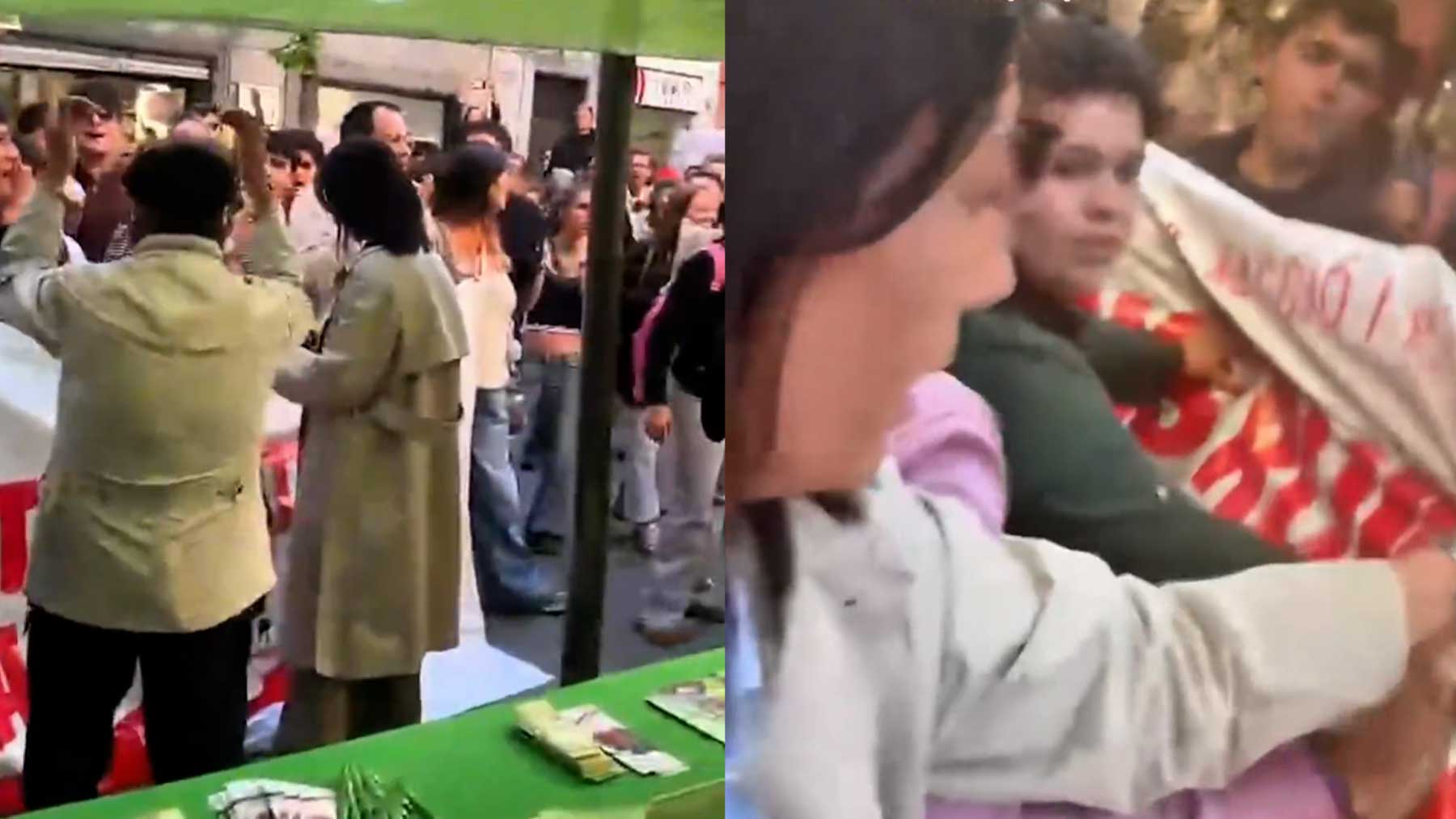 Afiliados de Vox plantan cara a un grupo de