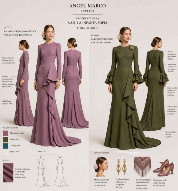 Propuesta de vestido de flamenca para la infanta Sof&iacute;a. (Foto: &Aacute;ngel Marco / IA)