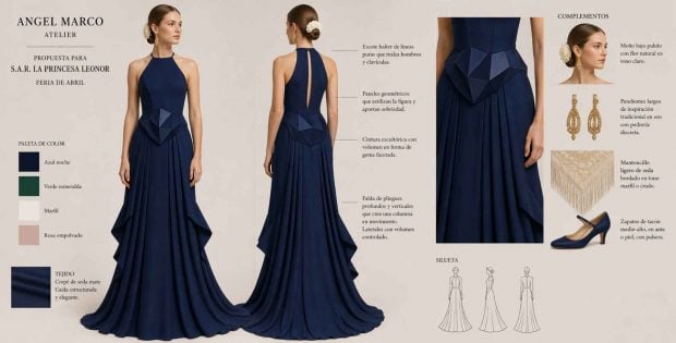 Propuesta de vestido de flamenca para la princesa Leonor. (Foto: &Aacute;ngel Marco / IA)