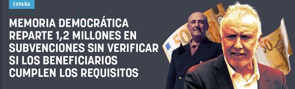 Memoria Democrática reparte 1,2 millones en subvenciones sin verificar si los beneficiarios cumplen los requisitos