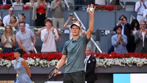 Sinner celebra su triunfo en Madrid. (Getty)