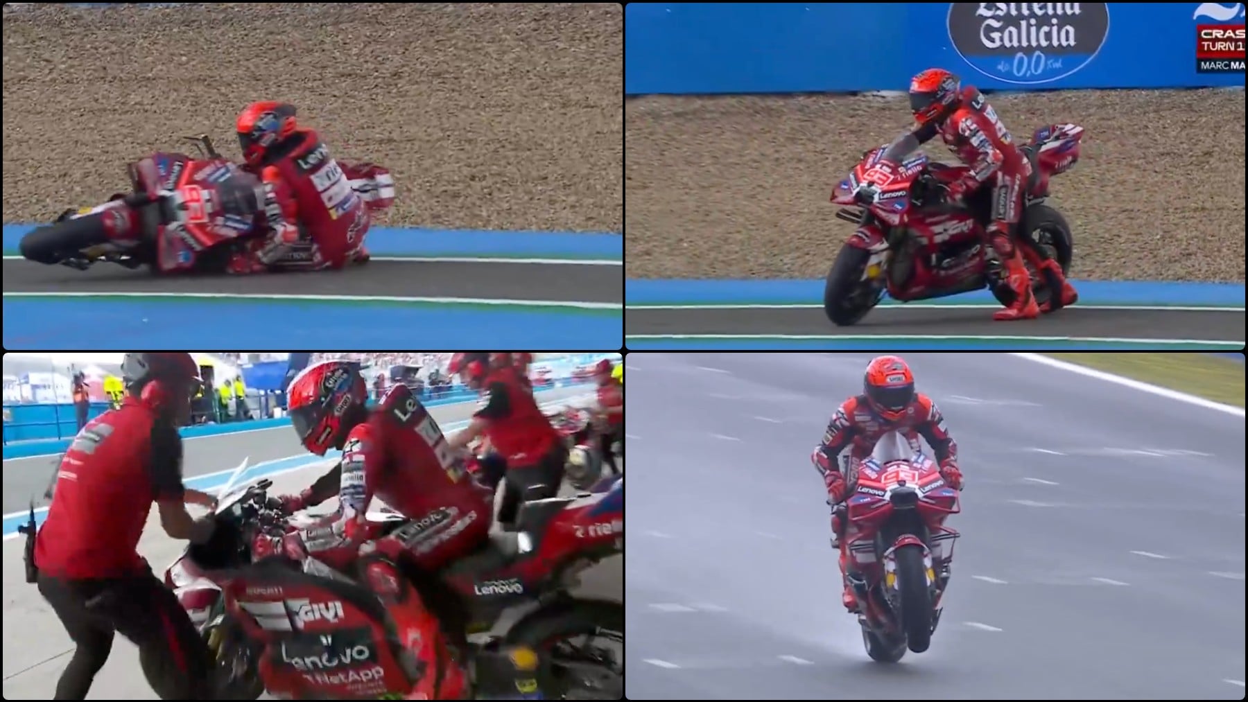 Así fue la caída de Marc Márquez y la triquiñuela que desató el caos en la sprint de MotoGP