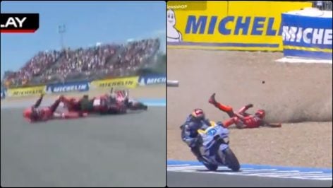Marc Márquez se fue al suelo en Jerez.