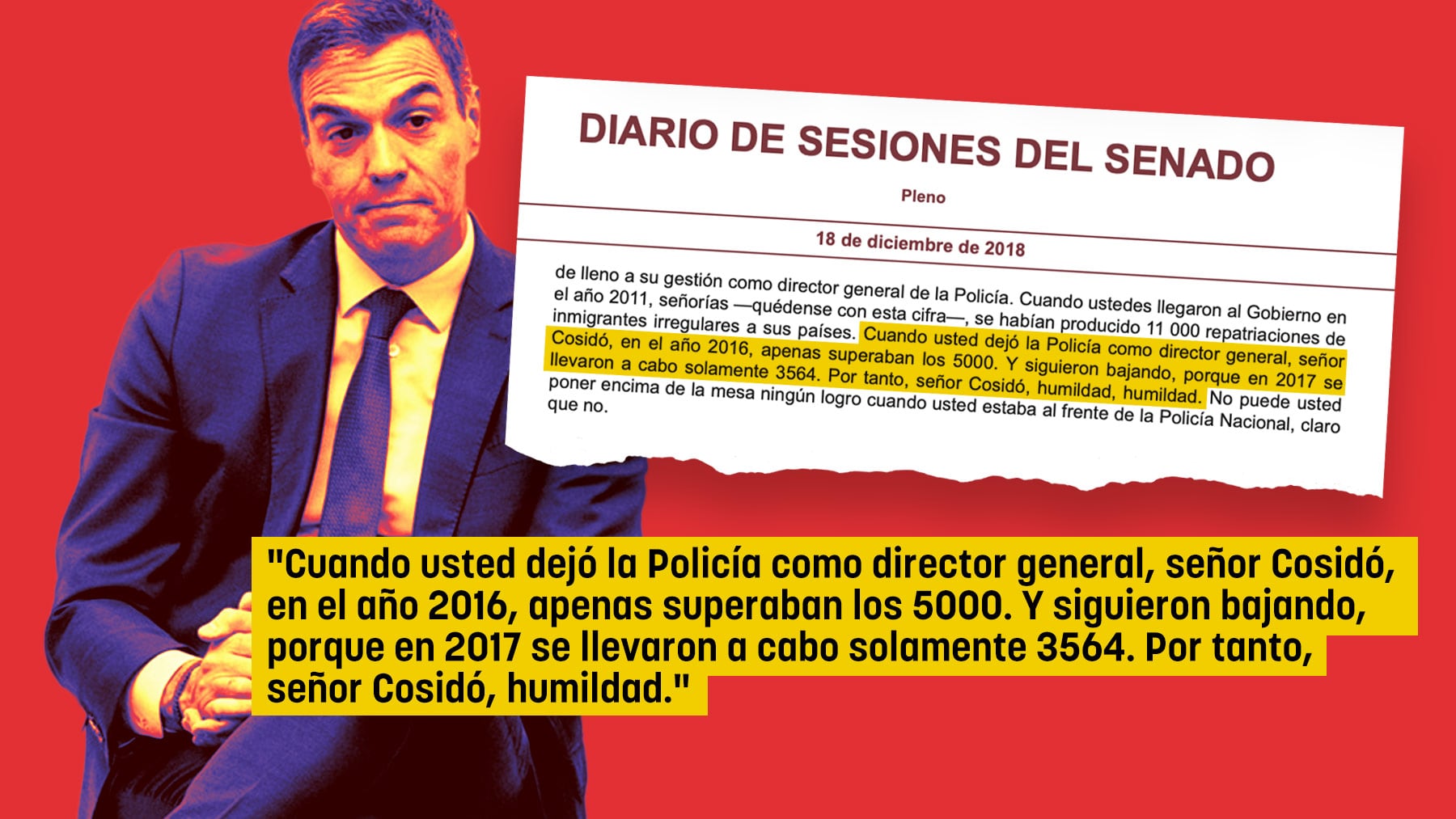 Sánchez se quejó al llegar al poder de que el PP expulsó pocos inmigrantes ilegales: «Sólo 8.600 en dos años»