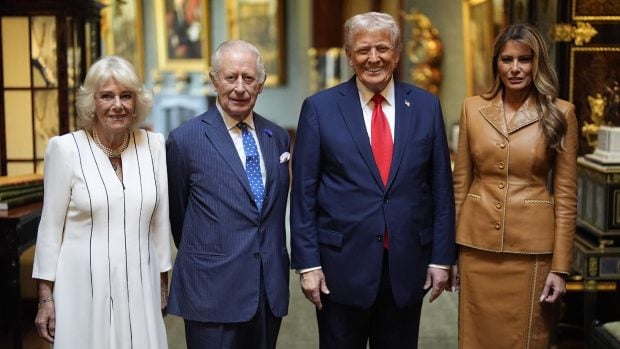 Los reyes Carlos III y Camila junto a Donald y Melania Trump. (Foto: Getty Images)