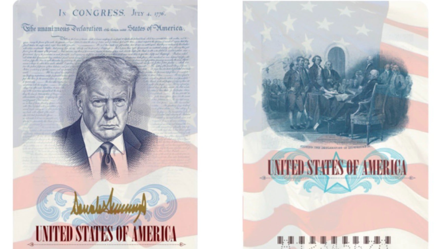 EEUU lanza unos pasaportes especiales con la imagen de Trump para conmemorar el 250 aniversario del país