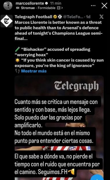 El mensaje de Marcos Llorente.