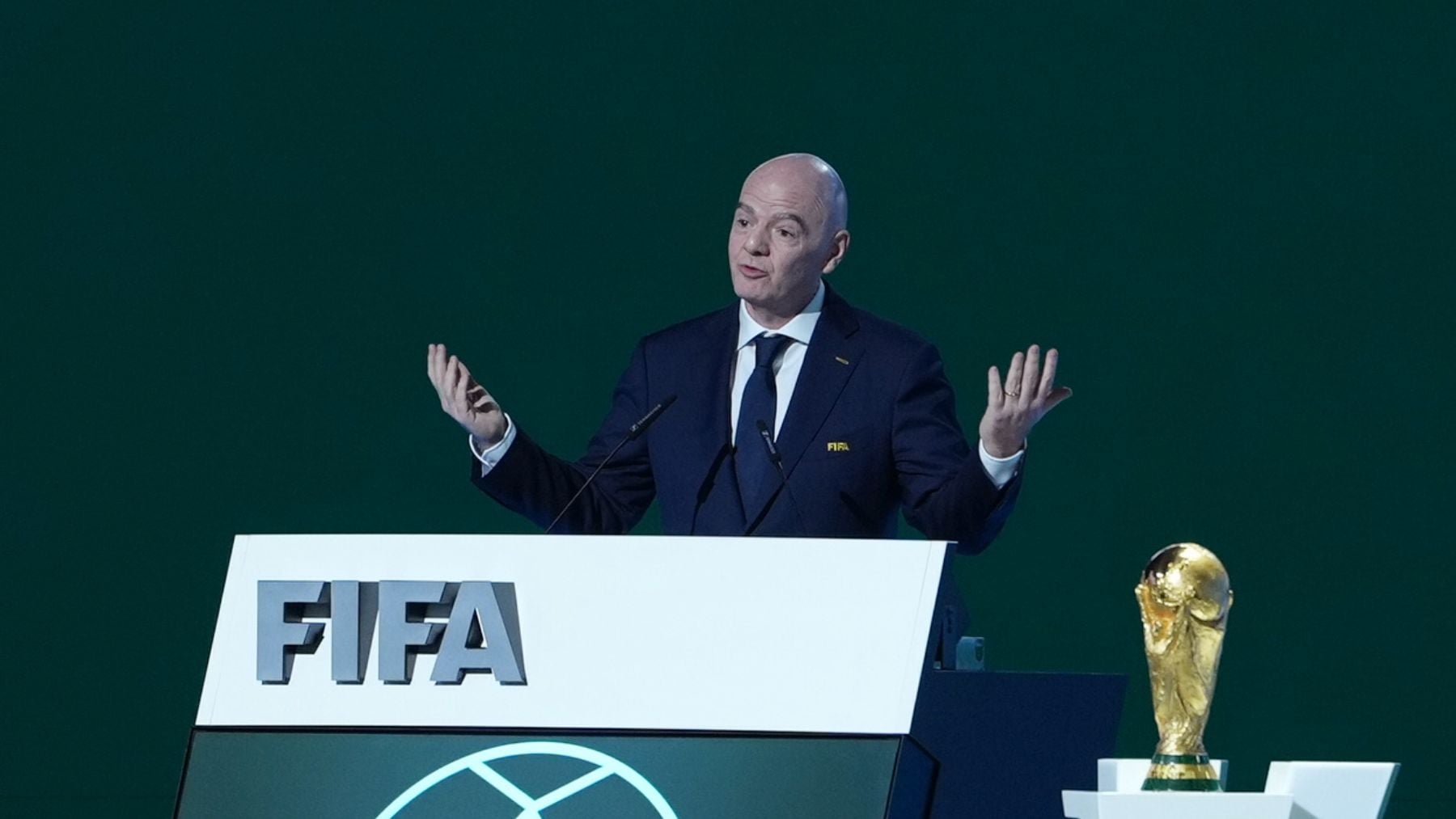 Infantino en el congreso de la FIFA. (EFE)