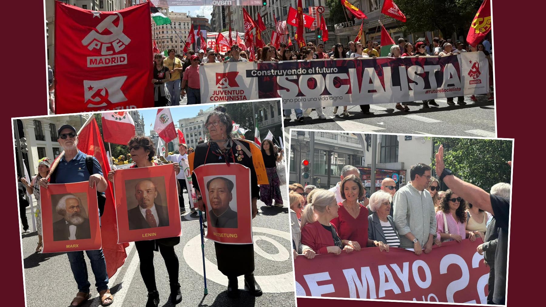 Pancartas de Lenin y cánticos contra Trump en la manifestación del 1 de mayo en Madrid: ¡Por las trabajadoras de Gaza!