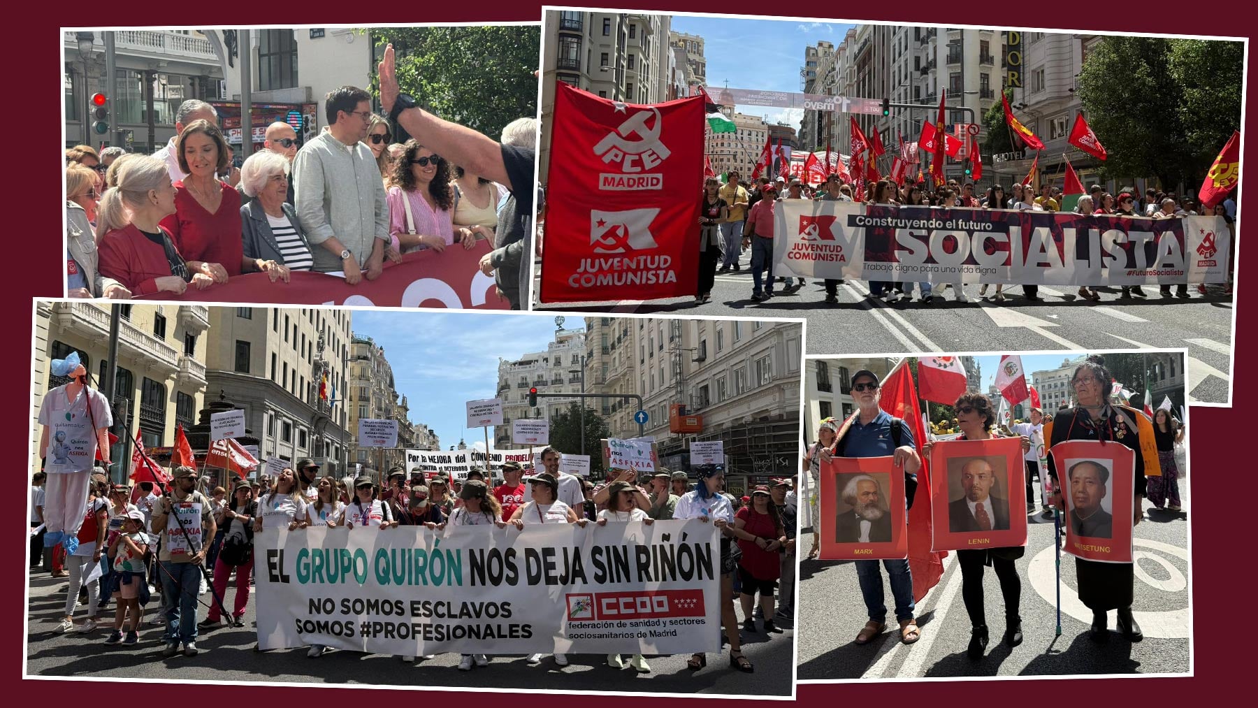 Pancartas de Lenin y cánticos contra Trump en la manifestación del 1 de mayo en Madrid: ¡Por las trabajadoras de Gaza!