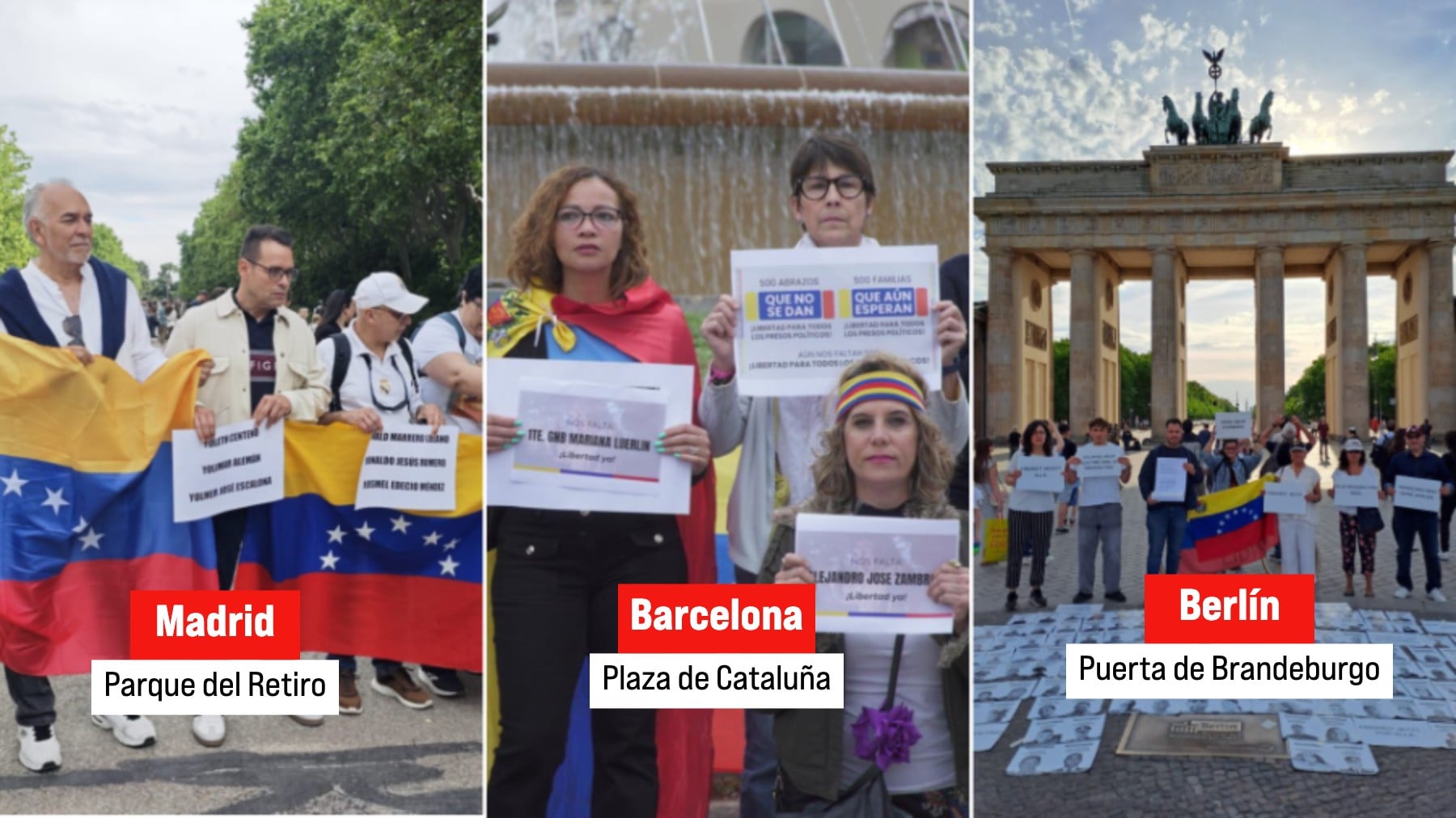 El exilio venezolano se echa a la calle en Madrid y otras 120 ciudades de todo el mundo para exigir la liberación de los presos políticos
